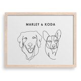 Custom Two Pet Line Drawing Portrait