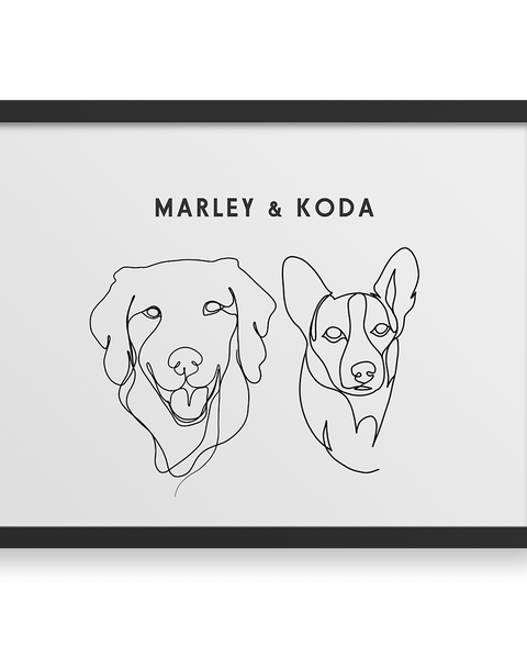 Custom Two Pet Line Drawing Portrait